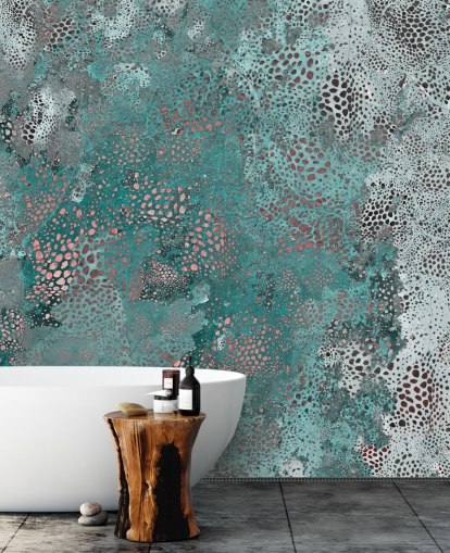 blue abstract mural called Snake Aqua Elegance by Giulio Iurissevich for bathrooms and kitchens blue abstract mural called Snake Aqua Elegance by Giulio Iurissevich for bathrooms and kitchens