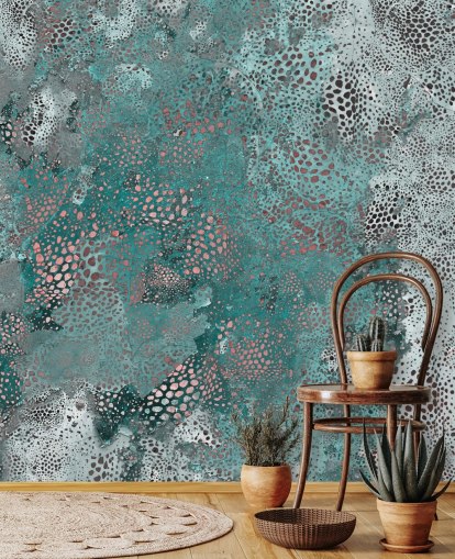 blue abstract mural called Snake Aqua Elegance by Giulio Iurissevich for bathrooms and kitchens