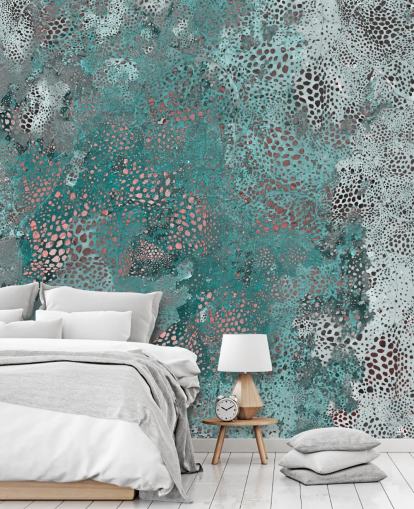 mural abstracto azul llamado Snake Aqua Elegance de Giulio Iurissevich para baños y cocinas