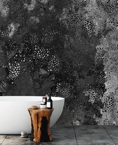 black and grey abstract mural called Snake Granite Dreamscape by Giulio Iurissevich for bathrooms and kitchens