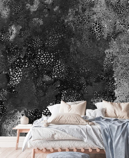 black and grey abstract mural called Snake Granite Dreamscape by Giulio Iurissevich for bathrooms and kitchens