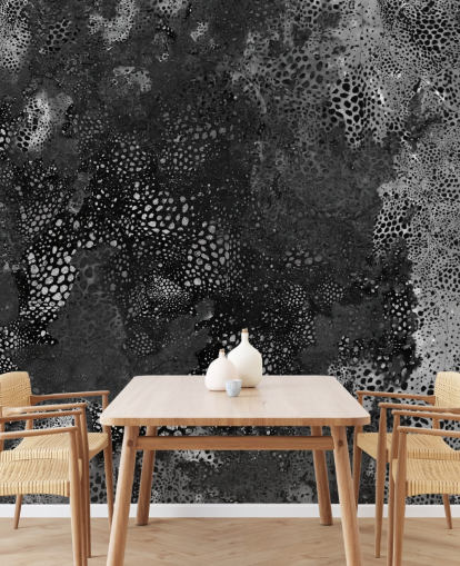 mural abstrato preto e cinza chamado Snake Granite Dreamscape de Giulio Iurissevich para banheiros e cozinhas