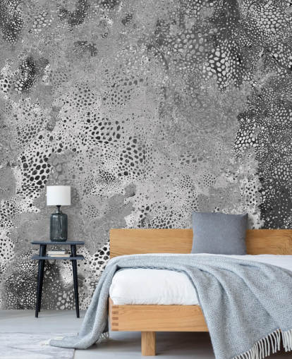 murale astratto grigio personalizzabile chiamato Snake Monochrome Marvel di Giulio Iurissevich per salotti e camere da letto