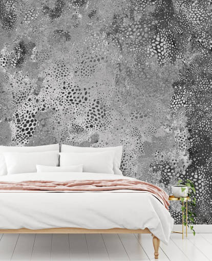 gray customizable abstract mural called Snake Monochrome Marvel by Giulio Iurissevich for living rooms and bedrooms