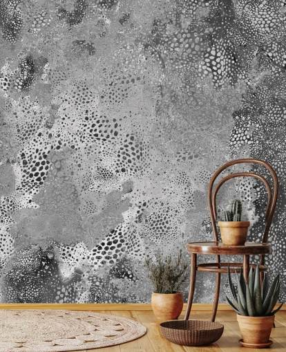 mural abstrato personalizável cinza chamado Snake Monochrome Marvel de Giulio Iurissevich para salas de estar e quartos mural abstrato personalizável cinza chamado Snake Monochrome Marvel de Giulio Iurissevich para salas de estar e quartos