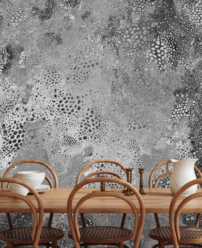 mural abstracto gris personalizable llamado Snake Monochrome Marvel de Giulio Iurissevich para salas de estar y dormitorios