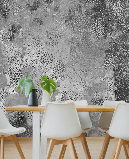 gray customizable abstract mural called Snake Monochrome Marvel by Giulio Iurissevich for living rooms and bedrooms