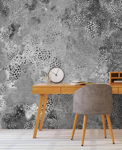 peinture murale abstraite grise personnalisable appelée Snake Monochrome Marvel de Giulio Iurissevich pour les salons et les chambres