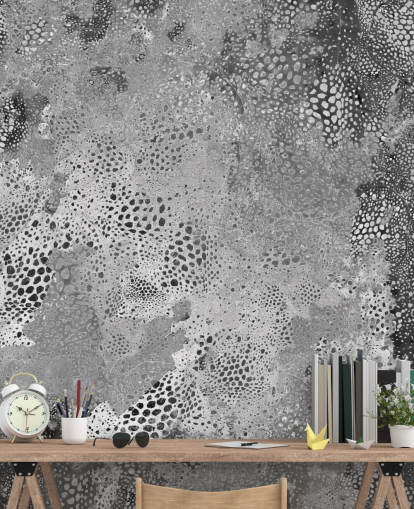 grey customisable abstract mural called Snake Monochrome Marvel by Giulio Iurissevich for living rooms and bedrooms