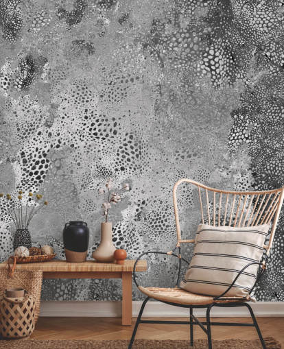 grey customisable abstract mural called Snake Monochrome Marvel by Giulio Iurissevich for living rooms and bedrooms