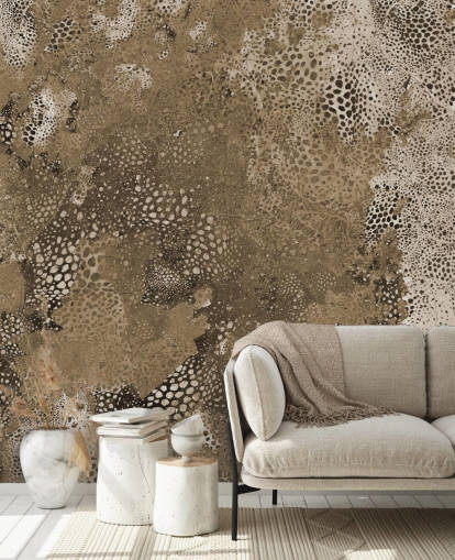 brown custom abstract mural called Snake Natural Terra by Giulio Iurissevich