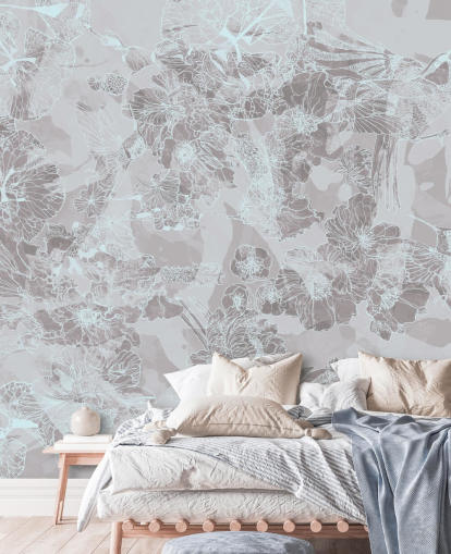light customizable abstract mural called Tranquil Garden Birds by Giulio Iurissevich