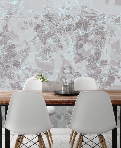 light customizable abstract mural called Tranquil Garden Birds by Giulio Iurissevich