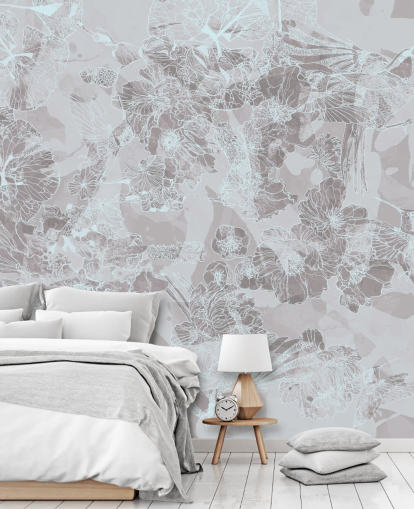 light customisable abstract mural called Tranquil Garden Birds by Giulio Iurissevich