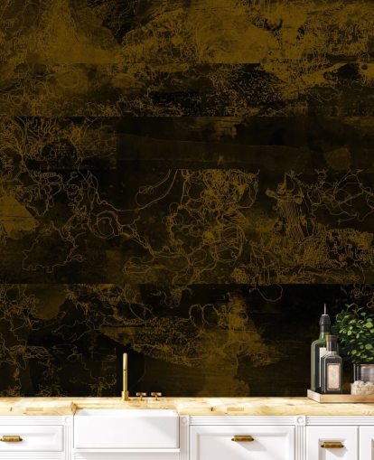 aanpasbare bruine abstracte muurschildering genaamd Ultra van Giulio Iurissevich voor humeurige interieurs