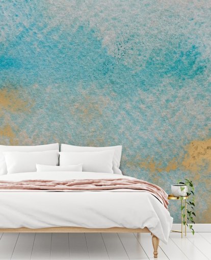 blue and gold customisable abstract mural called Dreamy Sky Textures by Bilge Paksoylu blue and gold customisable abstract mural called Dreamy Sky Textures by Bilge Paksoylu