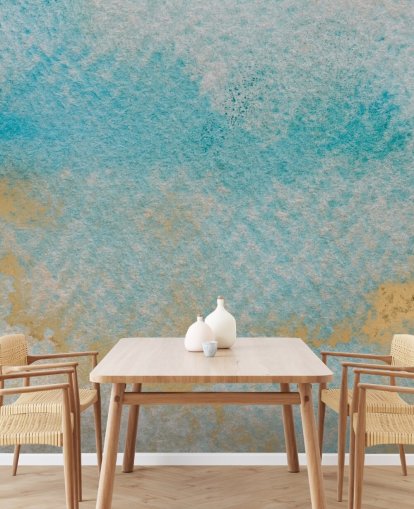 blue and gold customizable abstract mural called Dreamy Sky Textures by Bilge Paksoylu