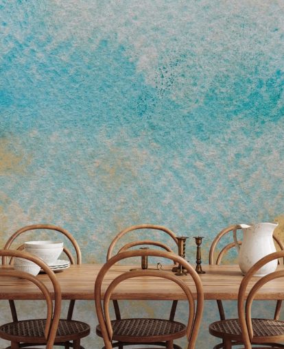 blue and gold customizable abstract mural called Dreamy Sky Textures by Bilge Paksoylu