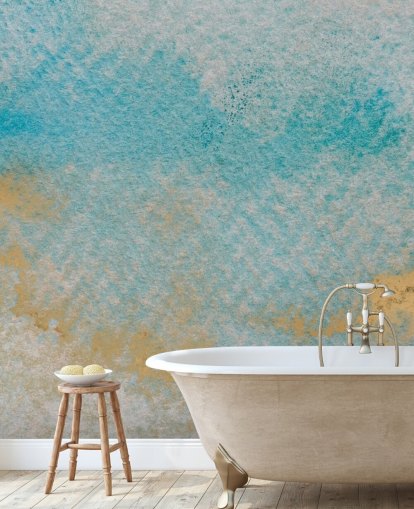 blue and gold customizable abstract mural called Dreamy Sky Textures by Bilge Paksoylu