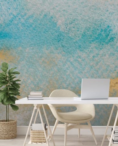 blue and gold customisable abstract mural called Dreamy Sky Textures by Bilge Paksoylu blue and gold customisable abstract mural called Dreamy Sky Textures by Bilge Paksoylu