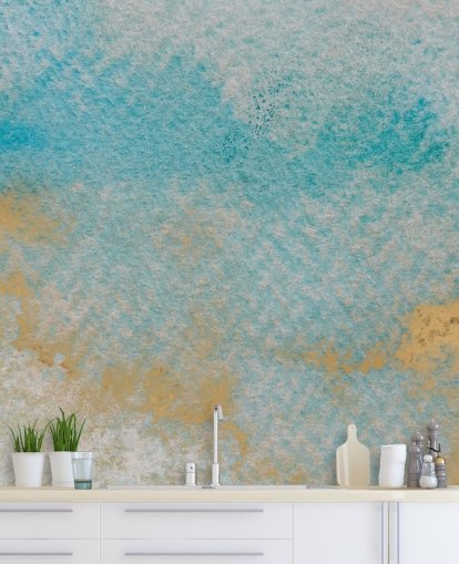 murale astratto personalizzabile blu e oro chiamato Dreamy Sky Textures di Bilge Paksoylu murale astratto personalizzabile blu e oro chiamato Dreamy Sky Textures di Bilge Paksoylu