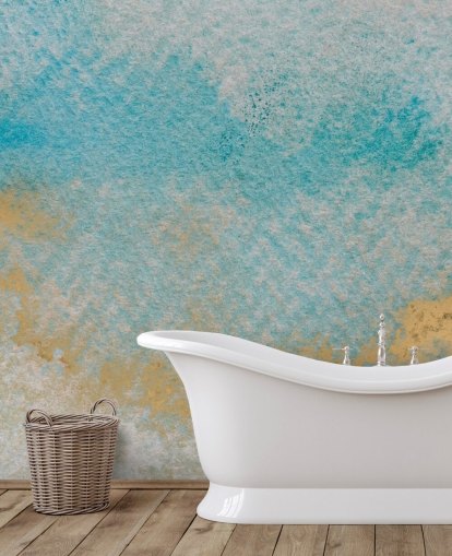 mural abstrato personalizável em azul e dourado chamado Dreamy Sky Textures de Bilge Paksoylu