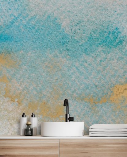 blue and gold customisable abstract mural called Dreamy Sky Textures by Bilge Paksoylu blue and gold customisable abstract mural called Dreamy Sky Textures by Bilge Paksoylu