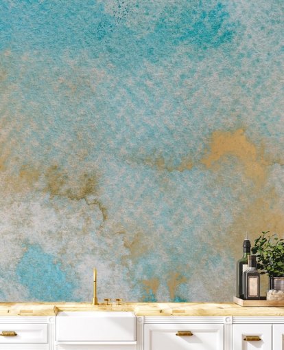 peinture murale abstraite bleue personnalisable appelée Ethereal Sky Horizons de Bilge Paksoylu pour les chambres et les salles de bain peinture murale abstraite bleue personnalisable appelée Ethereal Sky Horizons de Bilge Paksoylu pour les chambres et les salles de bain