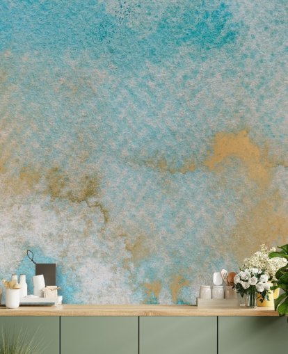 mural abstracto azul personalizable llamado Ethereal Sky Horizons de Bilge Paksoylu para dormitorios y baños mural abstracto azul personalizable llamado Ethereal Sky Horizons de Bilge Paksoylu para dormitorios y baños