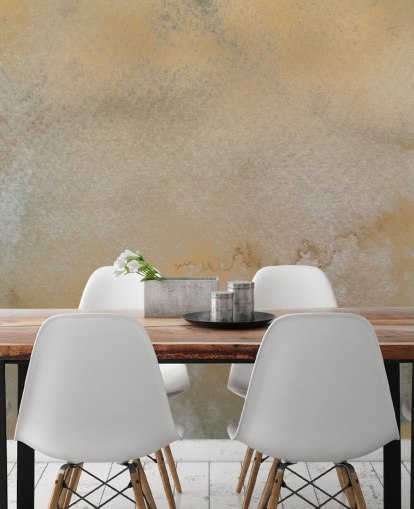 mural abstracto personalizable dorado y gris llamado Golden Horizon Mist de Bilge Paksoylu