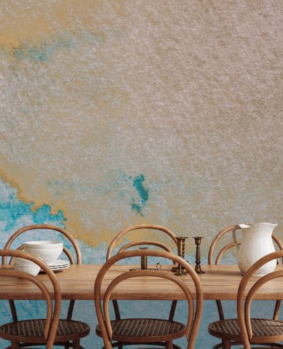 blue and gold custom abstract ocean mural called Oceanic Breeze by Bilge Paksoylu for bathrooms blue and gold custom abstract ocean mural called Oceanic Breeze by Bilge Paksoylu for bathrooms