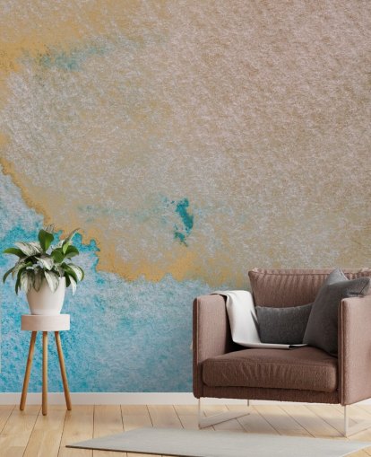 sininen ja kultainen mukautettu abstrakti valtameren seinämaalaus nimeltä Oceanic Breeze, kirjoittanut Bilge Paksoylu kylpyhuoneisiin sininen ja kultainen mukautettu abstrakti valtameren seinämaalaus nimeltä Oceanic Breeze, kirjoittanut Bilge Paksoylu kylpyhuoneisiin