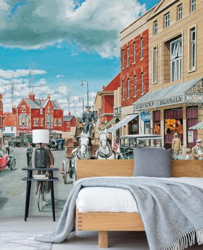 gamle 1930-tallet street view tapet