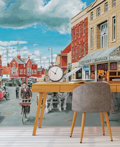 old 1930s street view wallpaper
