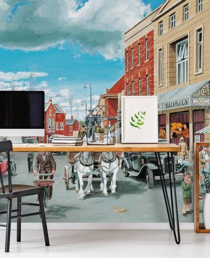 old 1930s street view wallpaper