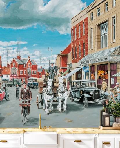 gamle 1930-tallet street view tapet