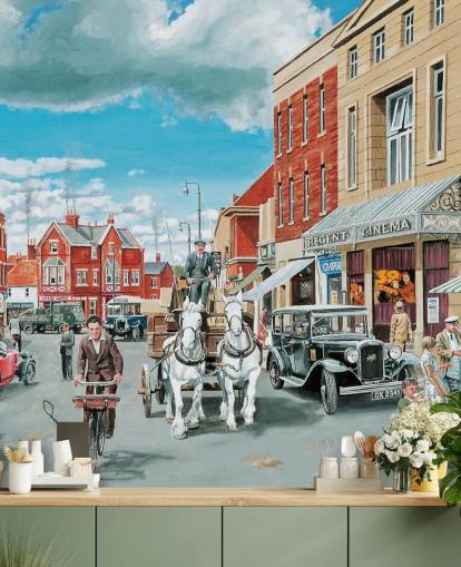 oud 1930s street view behang