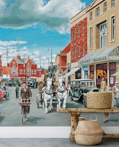 oud 1930s street view behang