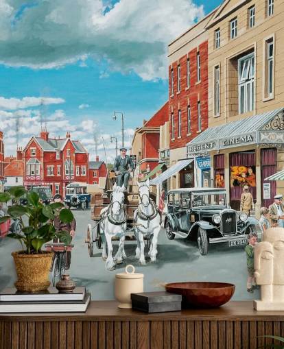 old 1930s street view wallpaper