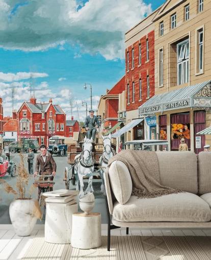 gamle 1930-tallet street view tapet