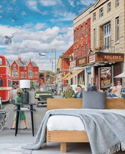 1940s street in a town wallpaper