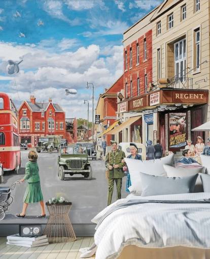 1940s street in a town wallpaper 1940s street in a town wallpaper