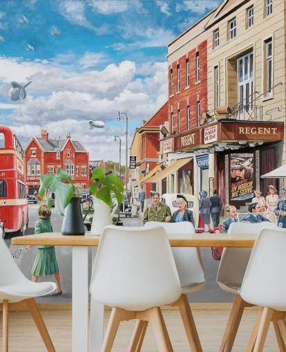 1940s street in a town wallpaper