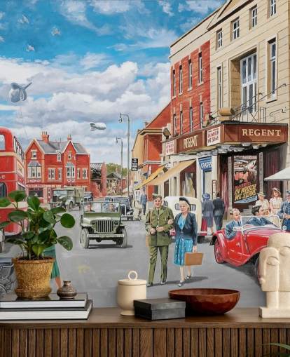 1940s street in a town wallpaper 1940s street in a town wallpaper