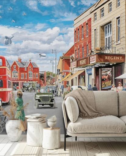 1940s street in a town wallpaper