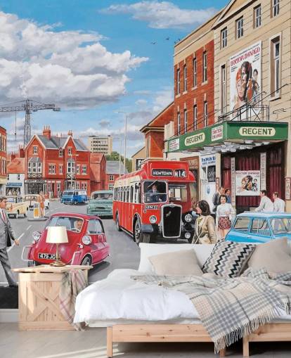 1960s town wallpaper