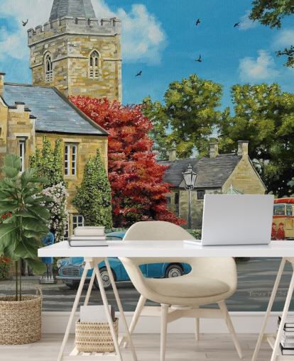 village vicarage and church wallpaper