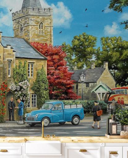 village vicarage and church wallpaper