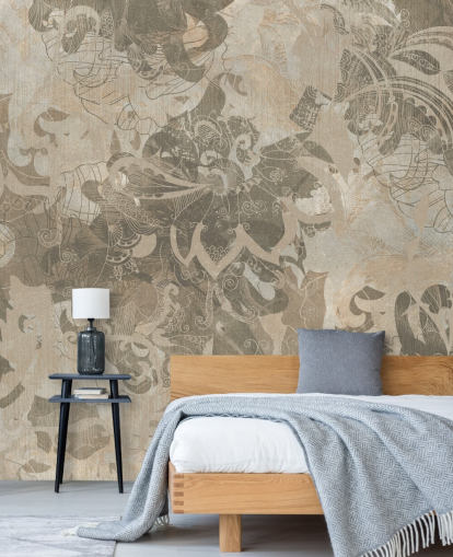 murale botanico astratto personalizzato naturale chiamato Abstract Neutral Botanical di Edina Jeremscuk