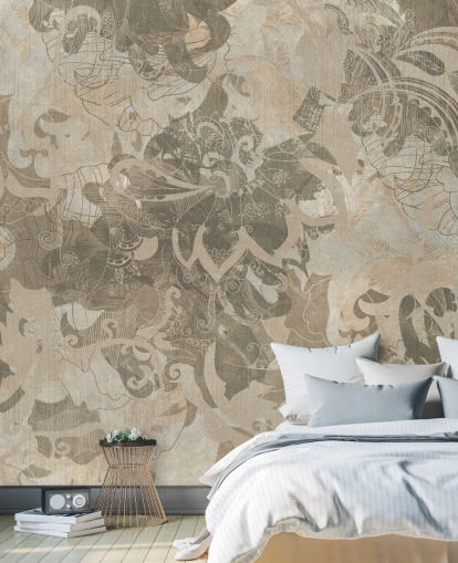 naturlig anpassad abstrakt botanisk väggmålning kallad Abstract Neutral Botanical av Edina Jeremscuk